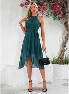 JJ's House Yes Chiffon Midi Halter Summer A-line Belt/Sash Yes Peacock S Height:5.7ft(174cm) Bust:33.5in(85cm) Waist:26in(66cm) Hips:36in(91cm) Dress. #JJ's House #Yes #Chiffon #Midi #Halter #Summer #Aline #BeltSash #Yes #Peacock #S #Dress Different Types Of Dresses, House Green, Bodycon Dresses Casual, Green Dresses, Chiffon Midi Dress, Maxi Dress Party, Types Of Dresses, Color Swatches, Midi Dresses