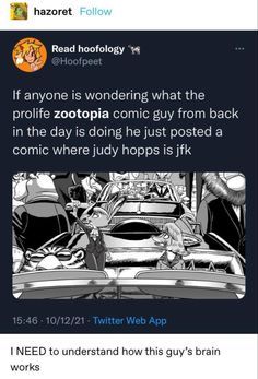 a tweet that reads, if anyone is wondering what the profile zootopia comic guy from back in the day is doing just posted a comic