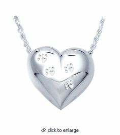 Paw Print Heart Sterling Silver Pet Cremation Jewelry Pendant Necklace Expensive Whiskey, Pet Cremation Jewelry, Paw Print Heart, Dolphin Jewelry, Pure Gold Jewellery, Sunflower Jewelry, Pet Cremation, Cleaning Silver Jewelry, Dog Diapers