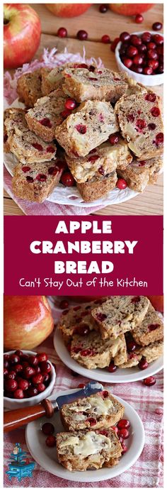 apples, cranberry and white chocolate chip cookies are stacked on top of each other