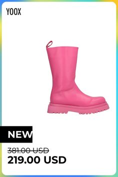 leather, no appliqués, solid color, leather backing, zipper closure, round toeline, flat, lug sole, contains non-textile parts of animal origin, chunky boots , Color: Fuchsia , Size: 10 Color Fuchsia, Chunky Boots, Lug Sole, Liu Jo, Knee Boots, Size 10, Solid Color, Zipper, Boots