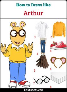 an image of how to dress like arthrur from the cartoon character rugrat