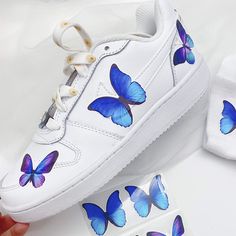 PRICES MAY VARY. Professional printing gives real color.Perfect sizes for custom air force 1 for sneakers: AF1, Vans, Converse or other shoes.Get these unique easy-use iron on blue butterfly patches to DIY to create your own butterfly shoes. Best DIY for custom Airforce 1, Vans, Converse or any items as you want. Easy use,iron on directly, no need transfer paper. Also can be used on cloth, socks. hoodies, jeans, tshirt,etc.These Great blue morpho butterfly Monarch butterfly swallowtail butterfli Diy Sneakers Designs, Navy Blue Butterfly, Custom Painted Vans, Sharpie Shoes, Converse Design, Custom Sneakers Diy, Design Your Own Shoes, Butterfly Shoes, Diy Sneakers