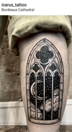 | Creative Tattoos Aesthetic By  Aracely Crawford Gothic Windows Tattoo, Window Tattoo, Icarus Tattoo, Mirror Tattoos, Stained Glass Tattoo, Tattoos Aesthetic, Medieval Tattoo, Gothic Tattoo, Line Work Tattoo