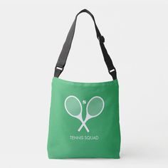 Green crossbody bag with white tennis design. Tennis player gift for her or him Green Crossbody Bag, Tennis Design, Tennis Gifts, Tennis Player, Tennis Players, Hat Crafts, Sock Shoes, Gaming Wall Art, Cross Body Handbags