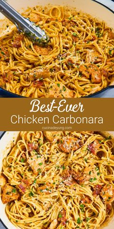 Best-Ever Chicken Carbonara Recipe (Best Pasta Recipes) Delicious Summer Meals, Foods To Make When Bored, Short Pasta Recipes, Linguine Recipes Chicken, Recipes For A Big Family, Top Recipes On Pinterest Most Popular, Dinner Ideas With Noodles, Fun Things To Cook For Dinner, Meal Ideas With Chicken