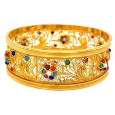 22 Karat Yellow Gold Ladies Heavy Fancy Bangle Bracelet For Sale at 1stDibs