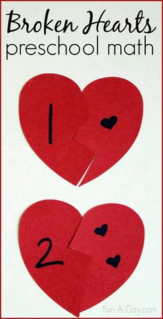 broken hearts preschool math activity for valentine's day