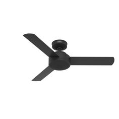 a black ceiling fan on a white background