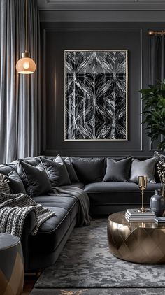 Dark Grey Couch Living Room Grey Couch Living Room Black Accent, Couch Living Room Ideas, Dark Gray Sofa, Cheap Couch