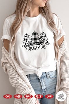 Christmas Tree SVG, Merry Christmas SVG File Christmas Shirts Vinyl, Idee Cricut, Christmas Tree Svg, Buffalo Plaid Shirt, Christmas Tee Shirts, Plaid Shirt Women, Plaid And Leopard, Leopard Print Pattern, Christmas T Shirt Design