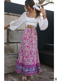 Boho Skirts in Esme Flower in Yellow Green For Women - Boho – Boho Dress Official Floral Print Maxi Skirt, Bell Sleeve Crop Top, Hippie Skirts, Drawstring Top, Cover Beachwear, Clubwear Dresses, Printed Maxi Skirts, Boho Skirts, Floral Print Maxi