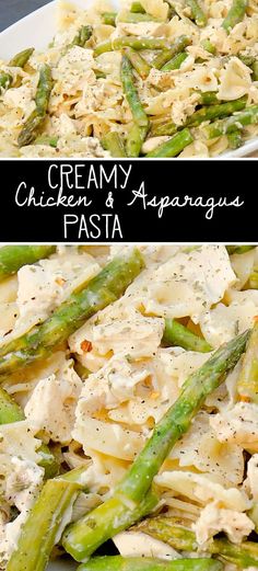 creamy chicken and asparagus pasta with parmesan cheese is an easy side dish