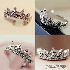 What the!!!! I want this!!!!! A Fairytales crown ring! Crown Ring Princess, Silver Crown Ring, Cute Ring, Tiara Ring, Girls Crown, Princess Ring, Silver Crown, Crown Ring, Cute Rings