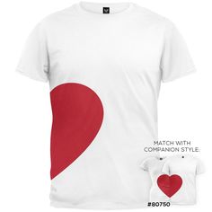 Valentine's Day - Half Heart Matching Couples Adult Mens T-Shirt #OldGlory #GraphicTee