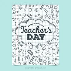 a teacher's day card with the words teachers day written in black and white