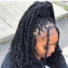 Braided hairstyles for teens Short Braided Twist Hairstyles For Black Women, Short Curly Twists Braids, Short Box Twists, Twist On Black Women Protective Styles, Short Twists With Braiding Hair, Passion Twists Hairstyle Mid Length, Twists With Weave Hairstyles, Pretty Braided Hairstyles Short, Short Twist With Weave