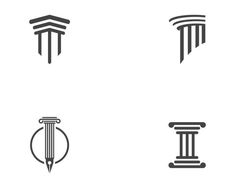 four different types of columns and pillars in black and white, including one with a pen