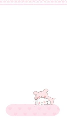 an image of a cute pink bunny on the floor with polka dot border around it