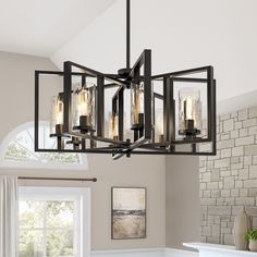 The Elements Collection comes in Charcoal with Rain glass. This Transitional Elements 8 Light Chandelier will complement the decor in any room of your home. Made with solid steel construction to look great and last for years to come. Designers Fountain Elements 8-Light Gray Transitional Dry rated Chandelier | 86588-CHA Craftsman Chandelier, Entryway Light Fixtures, Industrial Lights, Filament Lamp, 8 Light Chandelier, Rustic Light Fixtures, Chandelier Black, Transitional Chandeliers