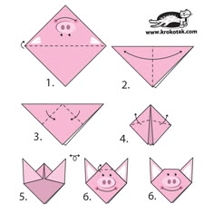 how to make an origami pig with paper - step by step instructions for