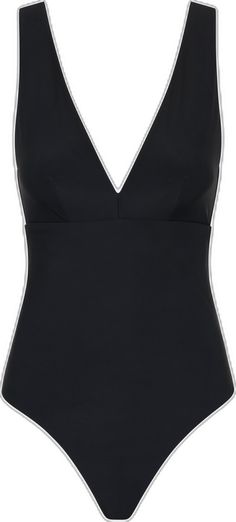 Elegant V-neck Swimwear For Pool, Chic Black V-neck Swimwear, Elegant V-neck Tankini With Lined Body, Elegant Triangle Top Stretch Swimwear, Sleek V-neck Swimwear For The Beach, Black V-neck Lined Swimwear, Black Lined V-neck Swimwear, Elegant Black Triangle Top Swimwear, Chic Black Tankini With Triangle Top