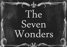 the seven wonders logo on a black background