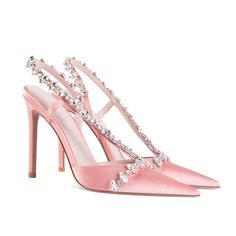 Shop Pink Satin Crystal Cross Strap Heeled Sandals Closed Toe Bridal Slingback Shoes color Pink for Going out, Party, Wedding, Work with worldwide Free shipping & Free return. Pink Pointed Toe Prom Sandals, Pink Pointed Toe Sandals For Prom, Summer Prom Closed Toe Slingback Pumps, Summer Prom Slingback Pumps With Pointed Toe, Summer Prom Slingback Pumps With Closed Toe, Closed Toe Slingback Pumps For Prom, Closed Toe Slingback Pumps For Summer Prom, Spring Prom High Heel Slingback Pumps, Spring Prom Slingback Heels