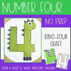 the number four is for dino - four craft and it's great to practice numbers