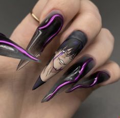 Anime Nails Ideas, Nails Ideas, Nail Polish, Nails, Anime, Black