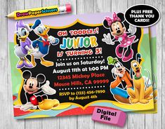 mickey mouse and friends birthday party invitation