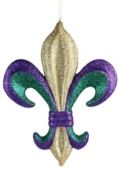 10 Purple Green Gold Glitter Fleur de Lis Hanger - MZ1791TC - The Wreath Shop New Orleans Christmas, Mardi Gras Crafts, Travel Tree, Fluer De Lis, Mardi Gras Wreath, Travel Keepsakes, Mardi Gras Beads, Wreath Supplies, Wreath Decor