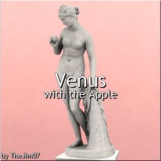 a statue with the words venus with the apple