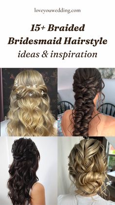 15 Beautiful Braid Bridesmaid Hairstyles: Half Up, Bun, Updo, Long. Looking for the best braided bridesmaid hairstyles? Check out 15 stunning braid hairstyles for bridesmaids with short, long, or black hair. Whether you want a braided updo, half up, bun, or down, we have all the braid bridesmaid hairstyle ideas and inspiration you need! Wedding beauty, Wedding hair trends 2024. Bridesmaid Hairstyles Half Up Half Down Brunette, Hair Braids Wedding, Braids Wedding Hair, Braided Half Up Half Down Hair, Braids Wedding