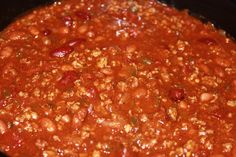 the chili sauce is ready to be cooked in the slow cooker