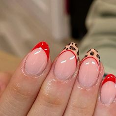 Fun Abstract Nails, Nail Inspo Builder Gel, Almond Cute Nails Design, Thanks Nails Thanksgiving, Christmas Tip Nails, Madelyn Cline Nails, Simply Nail Design, Fun Cute Nails, Cheetah Nails With Red