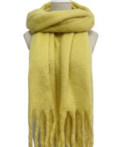 Cosy Plain Blanket Tassel Scarf     Size: 45cm x 195cm (Approximately)     Material: 100% Acrylic     Cosy thick blanket scarf Colour: Yellow Yellow Blanket, Yellow Blankets, Personalized Scarves, Thick Blanket, Yellow Scarf, Winter Shawl, Tassel Scarf, Colour Yellow, Blanket Scarf