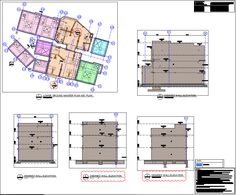 the floor plan for an apartment building with three floors and two garages, all in different