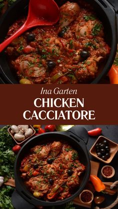 Ina Garten Chicken Cacciatore Giada Chicken Cacciatore, Baked Chicken Cacciatore Oven, Chicken Theighs, Chicken Cacciatore Easy, Ina Garten Chicken, Caper Berries, Cacciatore Recipes