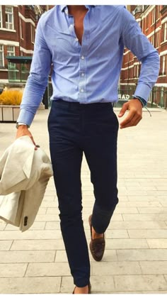 Mens Navy Pants Outfit Wedding, Men’s Light Blue Shirt Outfit, Light Blue Shirt Navy Pants Men, Men’s Shirt And Trousers Outfit, Men Pant Shirt Formal, Blue Shirt Grey Pants Outfit Men, Men Navy Blue Pants Outfit, Navy Oxford Shirt Outfit Men, Mens Blue Shirt Outfit