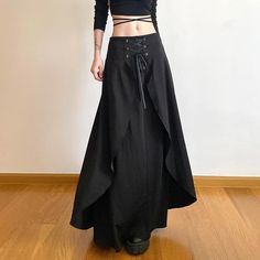 5 business days order processing time. 90% cotton 10% spandex Individual Size Chart: Unit: cm Size S Size M Size L Waist 64 68 72 Hips 89 93 97 Length 92 93 94 Goth Skirt, High Waisted Maxi Skirt, Nature Dress, Vintage Goth, Women Streetwear, Skirt Y2k, High Waist Fashion, Irregular Hem, Y2k Outfits