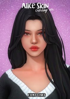 an animated girl with long black hair