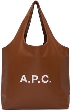 A.P.C.: 브라운 니논 토트백 | SSENSE 대한민국 Brown Coated Canvas Shoulder Bag With Double Handle, Brown Work Bag With Dust Bag Included, Hazelnut, Leather Craft, A P, Leather