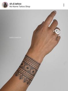 a person's arm with a tattoo on it and a ring in the middle