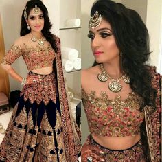 Such a beautiful lengha! Beautiful jewelry and makeup as well!! #lengha #indian #punjabi #indianwedding #punjabiwedding #sikhwedding #bridal #indianbridal Modern Lehenga Blouse, Fabric Blouse Design, Designer Lehenga Blouse, Bridal Lehenga Blouse, Blouse Designs Ideas, Latest Lehenga Blouse Designs, Beautiful Lengha, Blouse Backless, Modern Lehenga