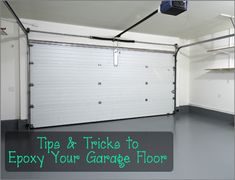 an empty garage with the words tips and tricks to epoxy your garage floor