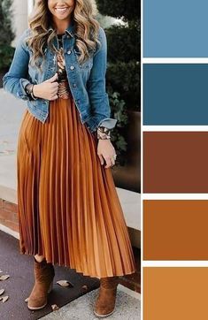 Jewel Tones Fashion, Autumn Color Palette Fashion, Dress Trending, Elegance Dress, Colour Combinations Fashion, Color Combos Outfit, Color Combinations For Clothes, Mommy Style, Midi Skirts