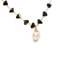 The Skull Charm Necklace is in time for Halloween or anytime of the year! This striking piece features a detailed skull charm suspended from a sleek, black beaded chain, blending bold design with modern elegance. Made with precision, the skull pendant showcases intricate details, symbolizing strength and resilience, while the black beads add a touch of sophistication and edge. Perfect for making a statement or adding a touch of mystery to your look, this necklace is versatile enough to complement any outfit, from casual to formal. Dare to stand out with this unique accessory that embodies both attitude and artistry. Black Skull Necklace In Edgy Style, Black Edgy Skull Necklace, Edgy Skull Chain Jewelry, Edgy Skull-shaped Chain Jewelry, Halloween Skull Jewelry With Skull Print, Halloween Skull Chain Jewelry, Black Skull Jewelry With Adjustable Chain, Black Skull Necklace For Halloween, Gothic Skull Necklace With Chain