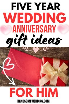 the five year wedding anniversary gift ideas for him is on display in this postcard