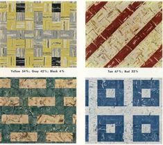 four different types of tile that are in different colors and sizes, each with different patterns